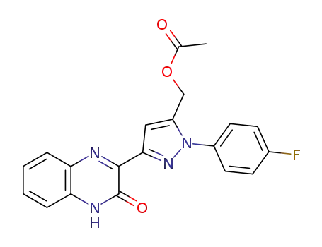 Molecular Structure of 105291-56-3 (2(1H)-Quinoxalinone,
3-[5-[(acetyloxy)methyl]-1-(4-fluorophenyl)-1H-pyrazol-3-yl]-)