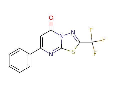 Molecular Structure of 94605-00-2 (5H-1,3,4-Thiadiazolo[3,2-a]pyrimidin-5-one,
7-phenyl-2-(trifluoromethyl)-)