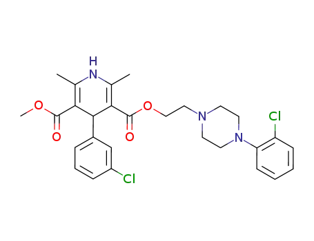 Molecular Structure of 90095-98-0 (3,5-Pyridinedicarboxylic acid,
4-(3-chlorophenyl)-1,4-dihydro-2,6-dimethyl-,
2-[4-(2-chlorophenyl)-1-piperazinyl]ethyl methyl ester)