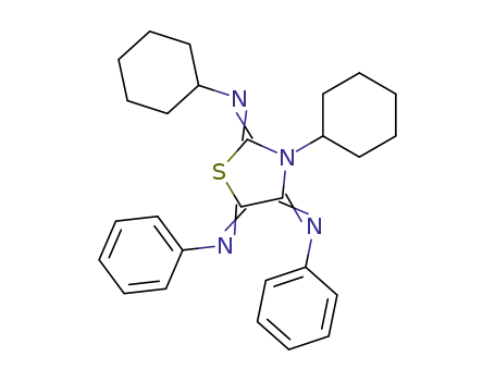 Molecular Structure of 146680-33-3 (N-cyclohexyl-N-[3-cyclohexyl-4,5-bis(phenylimino)-1,3-thiazolidin-2-ylidene]amine)