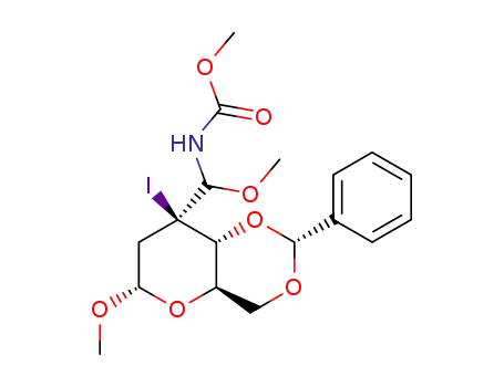 Methyl-4,6-O-benzyliden-2,3-didesoxy-3-iod-3-C-<(methoxy)(methoxycarbonylamino)methyl>-α-D-arabino-hexopyranosid