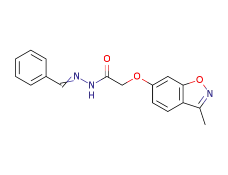 Molecular Structure of 158194-51-5 ((3-Methyl-benzo[d]isoxazol-6-yloxy)-acetic acid [1-phenyl-meth-(E)-ylidene]-hydrazide)