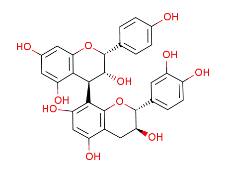 Molecular Structure of 76236-89-0 ((4,8-Bi-2H-1-benzopyran)-3,3,5,5,7,7-hexol, 2-(3,4-dihydroxyphenyl)-3,3,4,4-tetrahydro-2-(4-hydroxyphenyl)-, (2R,2R,3R,3S,4R)-)
