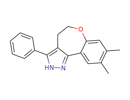 Molecular Structure of 124392-83-2 (4,5-Dihydro-8,9-dimethyl-3-phenyl-2H-(1)benzoxepino(5,4-c)pyrazole)