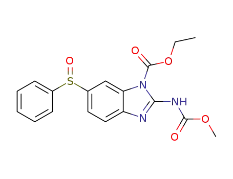 Molecular Structure of 104663-23-2 (6-Benzenesulfinyl-2-methoxycarbonylamino-benzoimidazole-1-carboxylic acid ethyl ester)