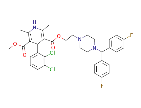 Molecular Structure of 89226-58-4 (3,5-Pyridinedicarboxylic acid,
4-(2,3-dichlorophenyl)-1,4-dihydro-2,6-dimethyl-,
2-[4-[bis(4-fluorophenyl)methyl]-1-piperazinyl]ethyl methyl ester)