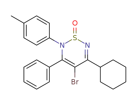 Molecular Structure of 88039-31-0 (2H-1,2,6-Thiadiazine,
4-bromo-5-cyclohexyl-2-(4-methylphenyl)-3-phenyl-, 1-oxide)