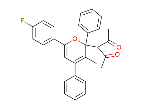 Molecular Structure of 80948-18-1 (2,4-Pentanedione,
3-[6-(4-fluorophenyl)-3-methyl-2,4-diphenyl-2H-pyran-2-yl]-)