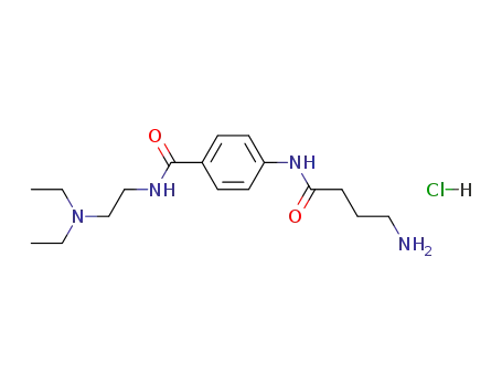 Molecular Structure of 94897-24-2 (Benzamide, 4-[(4-amino-1-oxobutyl)amino]-N-[2-(diethylamino)ethyl]-,
monohydrochloride)