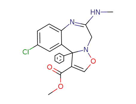 Molecular Structure of 97388-86-8 (methyl 10-chloro-6-methylamino-11b-phenyl-5,11b-dihydroisoxazolo<2,3-d><1,4>benzodiazepine-1-carboxylate)