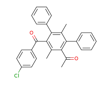 Molecular Structure of 80948-41-0 (Ethanone,
1-[6'-(4-chlorobenzoyl)-2',5'-dimethyl[1,1':3',1''-terphenyl]-4'-yl]-)