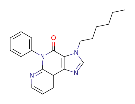 Molecular Structure of 139482-31-8 (3-hexyl-5-phenyl-3,5-dihydro-4H-imidazo[4,5-c][1,8]naphthyridin-4-one)