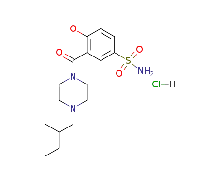 Molecular Structure of 102535-30-8 (4-Methoxy-3-[4-(2-methyl-butyl)-piperazine-1-carbonyl]-benzenesulfonamide; hydrochloride)