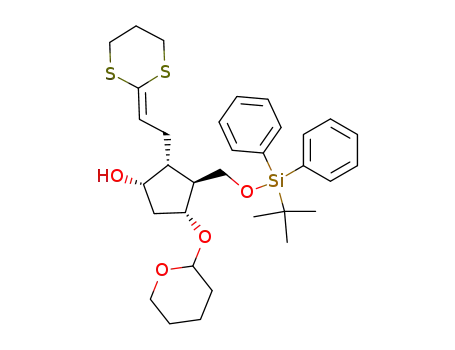 (1S,2R,3S,4R)-3-(tert-Butyl-diphenyl-silanyloxymethyl)-2-(2-[1,3]dithian-2-ylidene-ethyl)-4-(tetrahydro-pyran-2-yloxy)-cyclopentanol