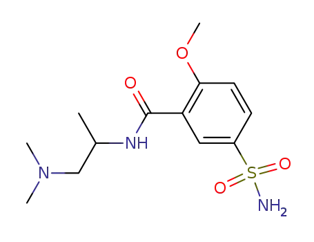 Molecular Structure of 102535-20-6 (N-(2-Dimethylamino-1-methyl-ethyl)-2-methoxy-5-sulfamoyl-benzamide)