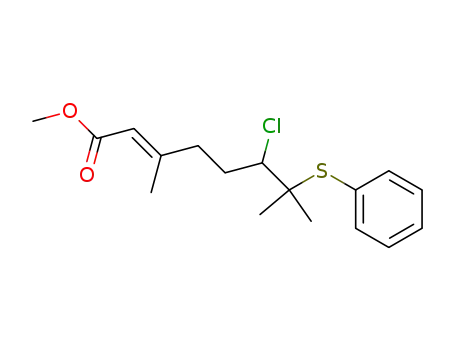 2-Octenoic acid, 6-chloro-3,7-dimethyl-7-(phenylthio)-, methyl ester,
(E)-
