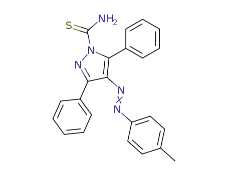 Molecular Structure of 24749-15-3 (4-[(E)-(4-methylphenyl)diazenyl]-3,5-diphenyl-1H-pyrazole-1-carbothioamide)