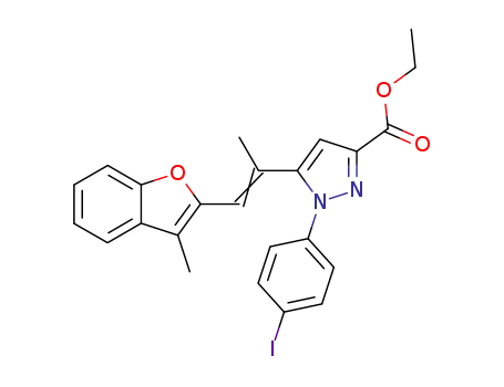 1-(4-Iodo-phenyl)-5-[(E)-1-methyl-2-(3-methyl-benzofuran-2-yl)-vinyl]-1H-pyrazole-3-carboxylic acid ethyl ester