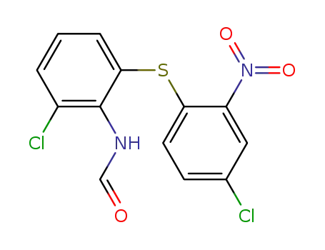 Molecular Structure of 526211-21-2 (<i>N</i>-[2-chloro-6-(4-chloro-2-nitro-phenylsulfanyl)-phenyl]-formamide)