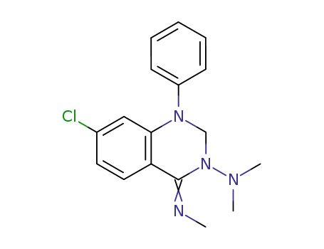Molecular Structure of 90071-30-0 (3(2H)-Quinazolinamine,
7-chloro-1,4-dihydro-N,N-dimethyl-4-(methylimino)-1-phenyl-)