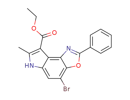 Molecular Structure of 87992-18-5 (6H-Pyrrolo[3,2-e]benzoxazole-8-carboxylic acid,
4-bromo-7-methyl-2-phenyl-, ethyl ester)
