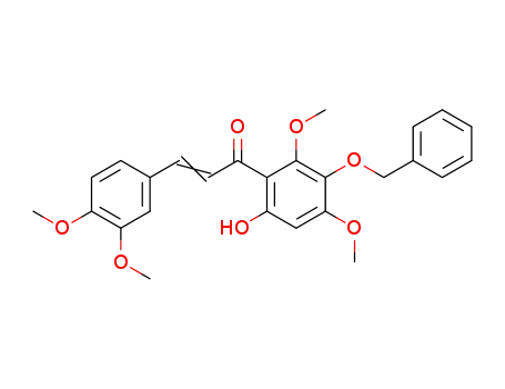 Molecular Structure of 89024-15-7 (2-Propen-1-one,
3-(3,4-dimethoxyphenyl)-1-[6-hydroxy-2,4-dimethoxy-3-(phenylmethoxy)
phenyl]-)