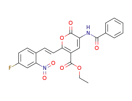 ethyl 3-benzoylamino-6-(4-fluoro-6-nitrostyryl)-2-oxo-2H-pyran-5-carboxylate