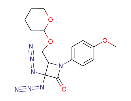 3,3-Diazido-1-(4-methoxy-phenyl)-4-(tetrahydro-pyran-2-yloxymethyl)-azetidin-2-one