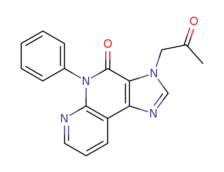 Molecular Structure of 139482-15-8 (3-(2-oxopropyl)-5-phenyl-3,5-dihydro-4H-imidazo[4,5-c][1,8]naphthyridin-4-one)