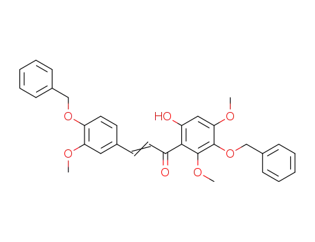 Molecular Structure of 89024-16-8 (2-Propen-1-one,
1-[6-hydroxy-2,4-dimethoxy-3-(phenylmethoxy)phenyl]-3-[3-methoxy-4-(
phenylmethoxy)phenyl]-)