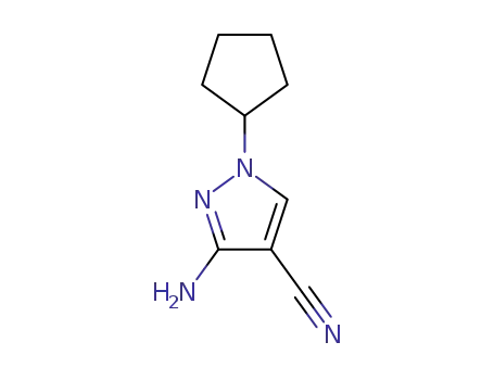Molecular Structure of 122799-98-8 (3-AMINO-1-CYCLOPENTYL-1H-PYRAZOLE-4-CARBONITRILE)