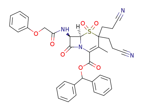 diphenylmethyl (6R,7R)-2.2-bis(2'-cyanoethyl)-3-methyl-7β-phenoxyacetamidoceph-3-em-4-carboxylate 1,1-dioxide