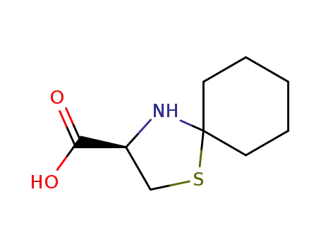 Molecular Structure of 1010-28-2 ((<i>R</i>)-1-thia-4-aza-spiro[4.5]decane-3-carboxylic acid)