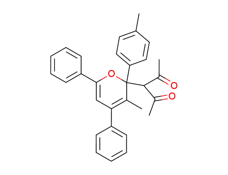 Molecular Structure of 80948-14-7 (2,4-Pentanedione,
3-[3-methyl-2-(4-methylphenyl)-4,6-diphenyl-2H-pyran-2-yl]-)