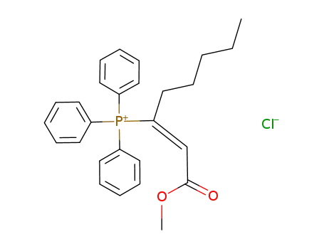 Molecular Structure of 135425-56-8 ({1-[1-Methoxycarbonyl-meth-(Z)-ylidene]-hexyl}-triphenyl-phosphonium; chloride)