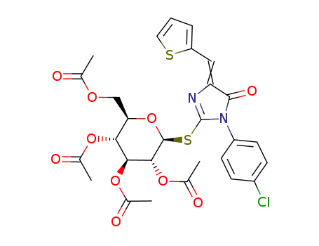Molecular Structure of 151731-18-9 (3-(4-chlorophenyl)-5-(2-thienylmethylene)-2-(2,3,4,6-tetra-O-acetylglucopyranosyl)-2-thiohydantoin)