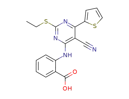 2-[(5-cyano-2-ethylthio-6-(2-thienyl)pyrimidin-4-yl)amino]benzoic acid