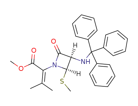 3-Methyl-2-[(2R,3R)-2-methylsulfanyl-4-oxo-3-(trityl-amino)-azetidin-1-yl]-but-2-enoic acid methyl ester