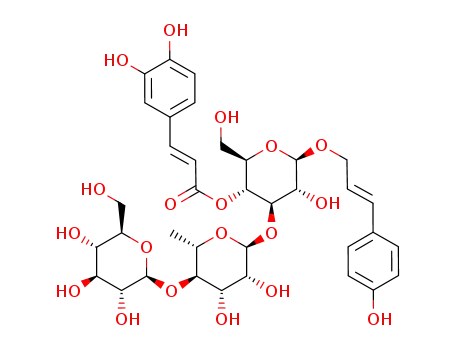 Molecular Structure of 80458-55-5 (&acirc;-D-Glucopyranoside,(2E)-3-(4-hydroxyphenyl)- 2-propenyl O-&acirc;-D-glucopyranosyl-(1f4)-O-6-deoxy-RL- mannopyranosyl-(1f3)-,4-[(2E)-3-(3,4- dihydroxyphenyl)-2-propenoate] )