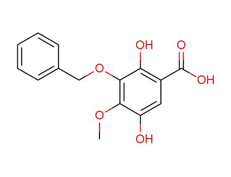 Molecular Structure of 114006-78-9 (Benzoic acid, 2,5-dihydroxy-4-methoxy-3-(phenylmethoxy)-)