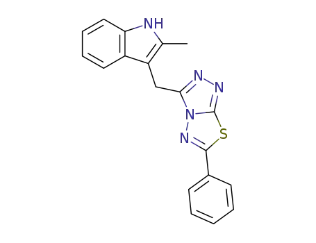 Molecular Structure of 88351-84-2 (1H-Indole,
2-methyl-3-[(6-phenyl-1,2,4-triazolo[3,4-b][1,3,4]thiadiazol-3-yl)methyl]-)