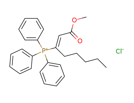 Molecular Structure of 135425-57-9 ({1-[1-Methoxycarbonyl-meth-(E)-ylidene]-hexyl}-triphenyl-phosphonium; chloride)
