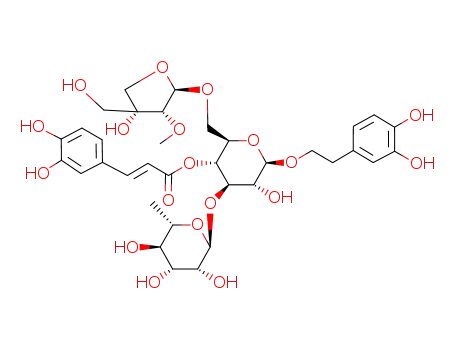 Molecular Structure of 129802-19-3 (b-D-Glucopyranoside,2-(3,4-dihydroxyphenyl)ethyl O-6-deoxy-a-L-mannopyranosyl-(1&reg;3)-O-[2-O-methyl-D-apio-b-D-furanosyl-(1&reg;6)]-, 4-[(2E)-3-(3,4-dihydroxyphenyl)-2-propenoate])