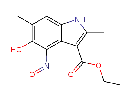 Molecular Structure of 87992-16-3 (1H-Indole-3-carboxylic acid, 5-hydroxy-2,6-dimethyl-4-nitroso-, ethyl
ester)