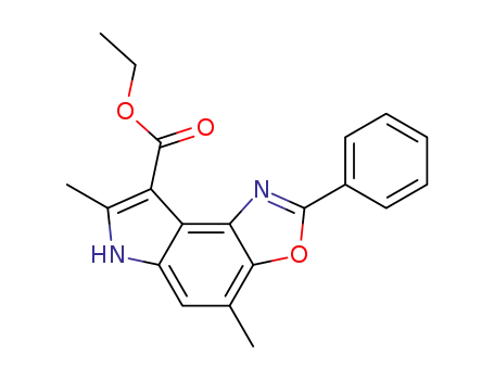 Molecular Structure of 87992-19-6 (6H-Pyrrolo[3,2-e]benzoxazole-8-carboxylic acid,
4,7-dimethyl-2-phenyl-, ethyl ester)