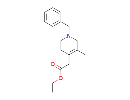 Molecular Structure of 168888-69-5 (1-benzyl-3-methyl-1,2,5,6-tetrahydro-4-pyridineacetic acid ethyl ester)