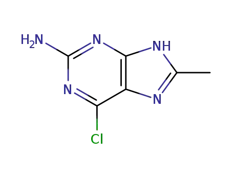 Molecular Structure of 57346-44-8 (1H-Purin-2-amine, 6-chloro-8-methyl-)