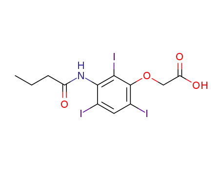 Molecular Structure of 1225-80-5 ([3-(butanoylamino)-2,4,6-triiodophenoxy]acetic acid)