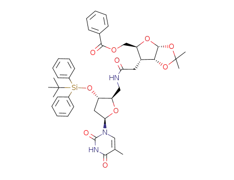 Benzoic acid (3aR,5S,6R,6aR)-6-({[(2R,3S,5R)-3-(tert-butyl-diphenyl-silanyloxy)-5-(5-methyl-2,4-dioxo-3,4-dihydro-2H-pyrimidin-1-yl)-tetrahydro-furan-2-ylmethyl]-carbamoyl}-methyl)-2,2-dimethyl-tetrahydro-furo[2,3-d][1,3]dioxol-5-ylmethyl ester