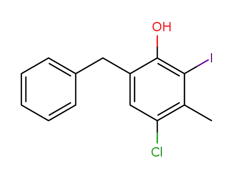 Molecular Structure of 96933-95-8 (4-Chlor-2-jod-3-methyl-6-benzyl-phenol)